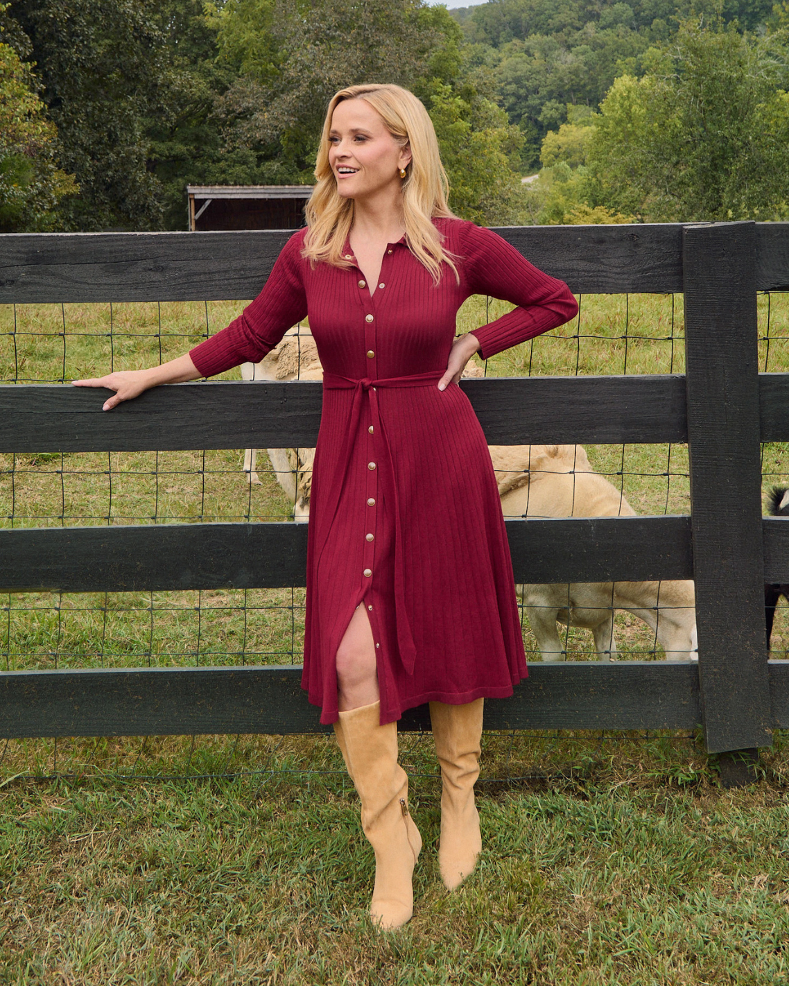 Monroe Knit Midi Dress in Burgundy