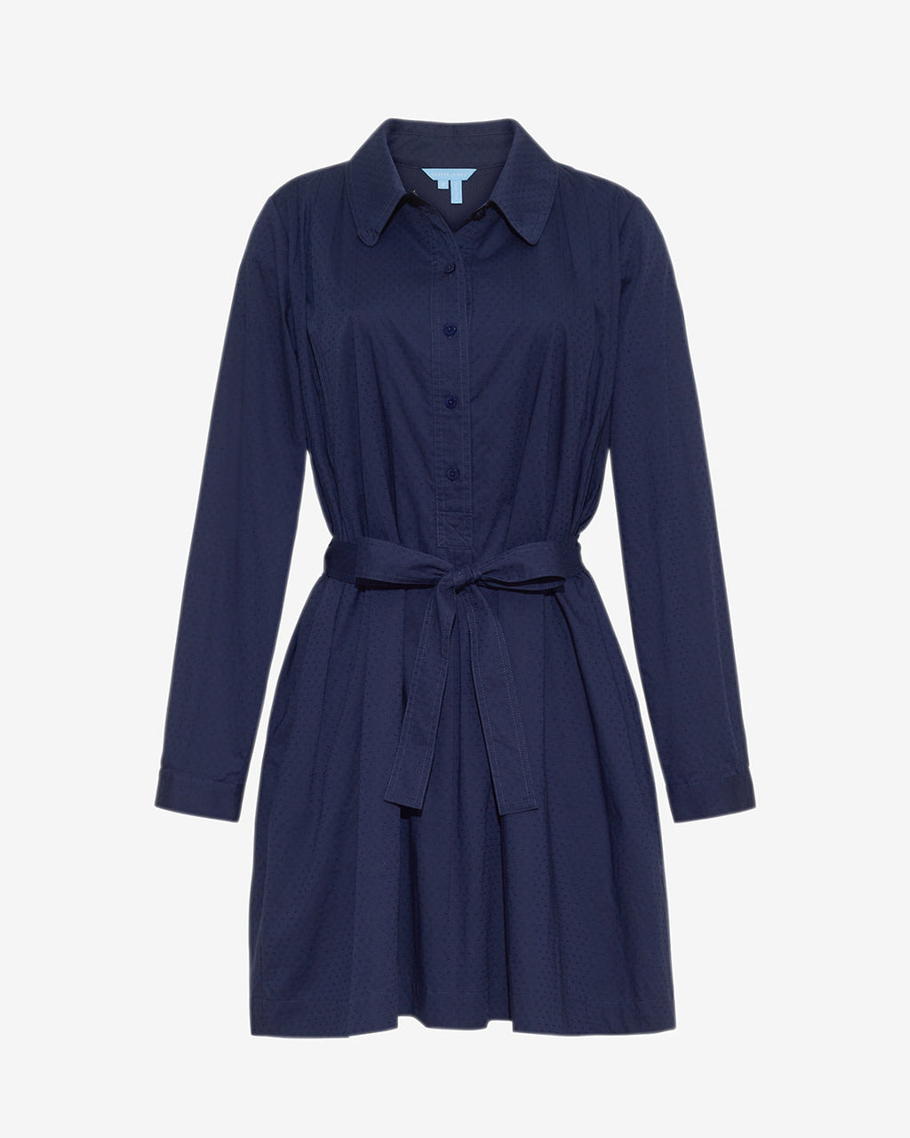 Ellie Pleated Shirtdress in Cotton Dobby