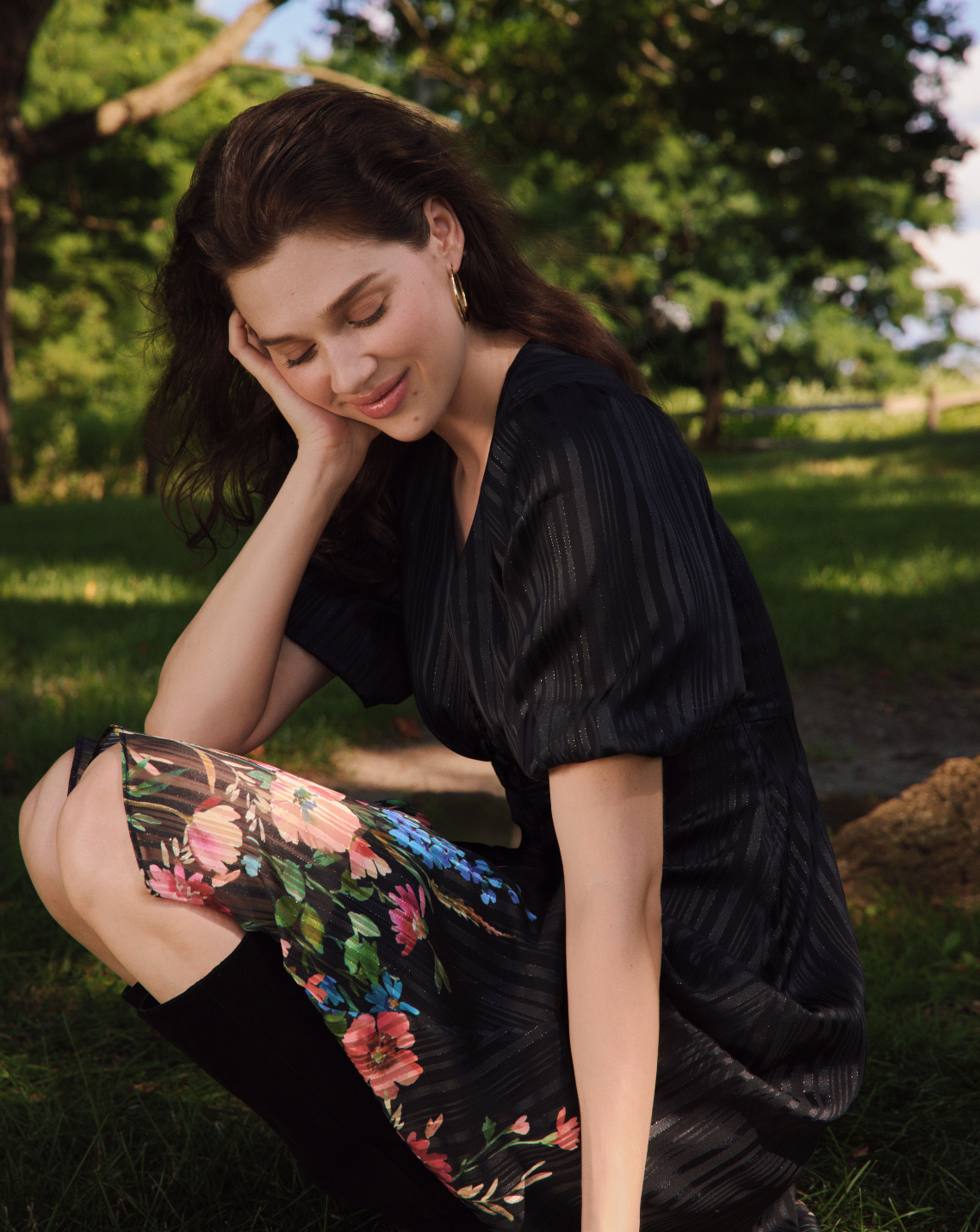 Maisy Midi Dress in Moonlit Blooms
