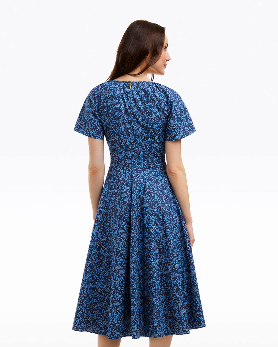 Caitlyn Square Neck Midi Dress in Ribbon Floral