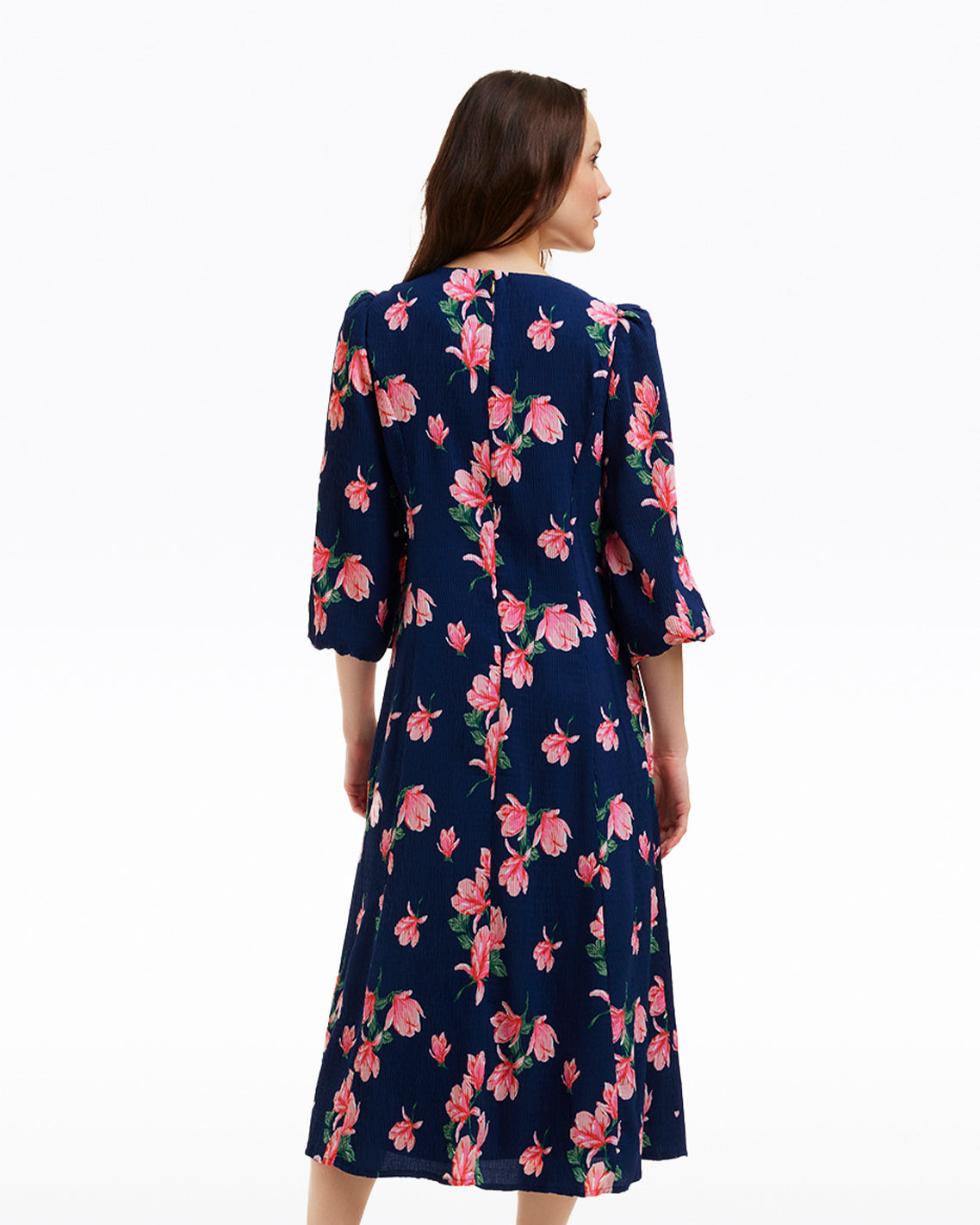 Matilda Crewneck Midi Dress in Magnolia Buds