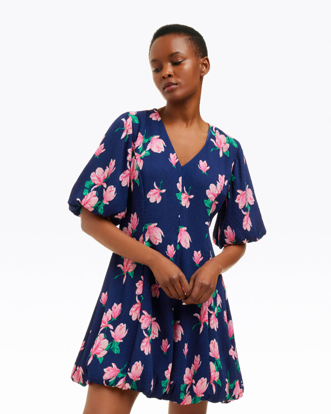 Elaine V-Neck Mini Dress in Magnolia Buds