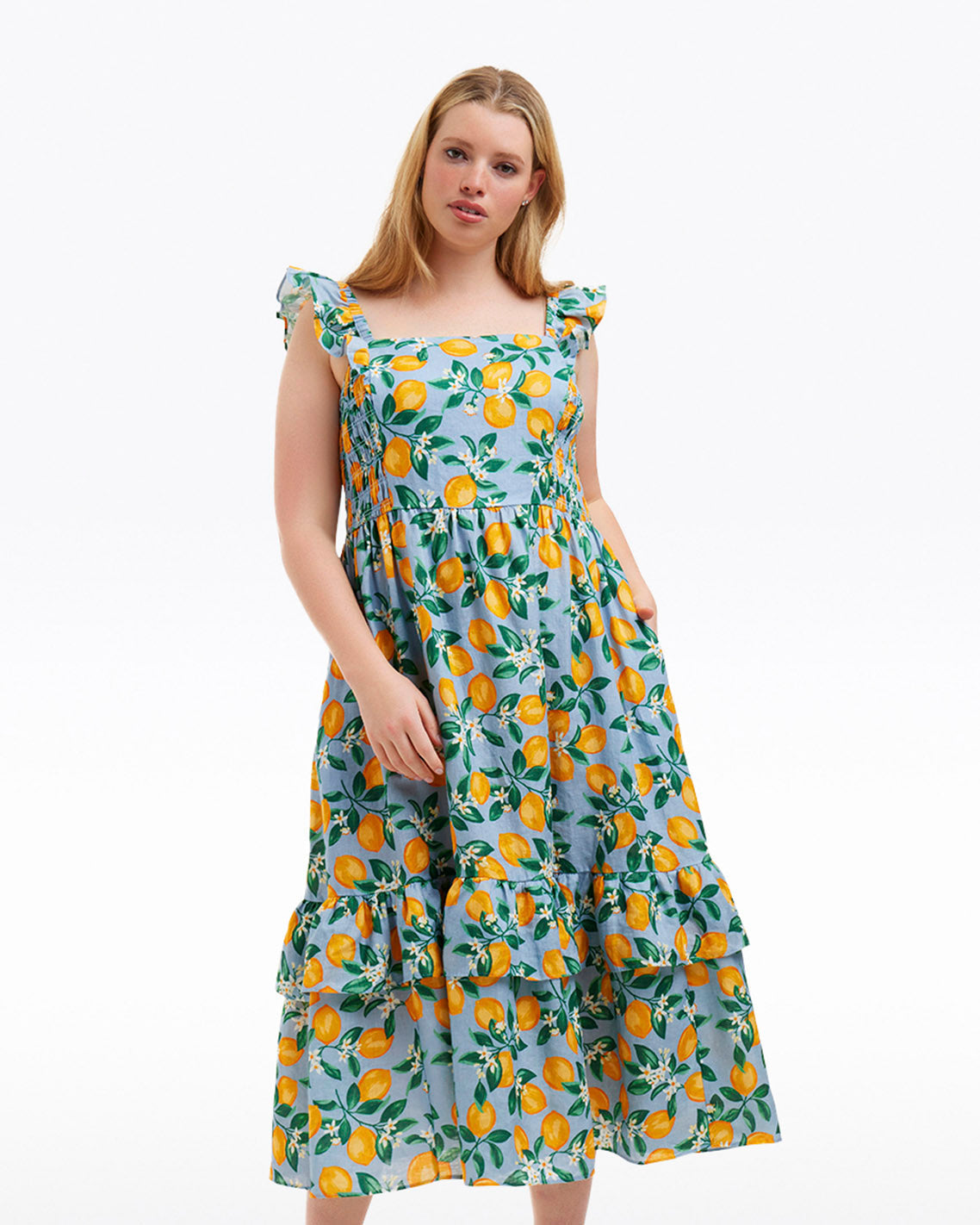 Carrie Midi Dress in Lemon Blossom