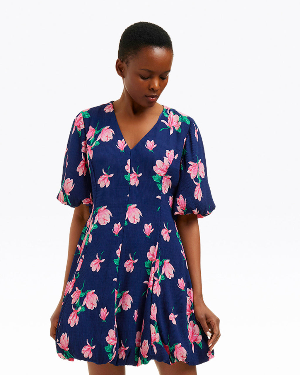 Elaine V-Neck Mini Dress in Magnolia Buds
