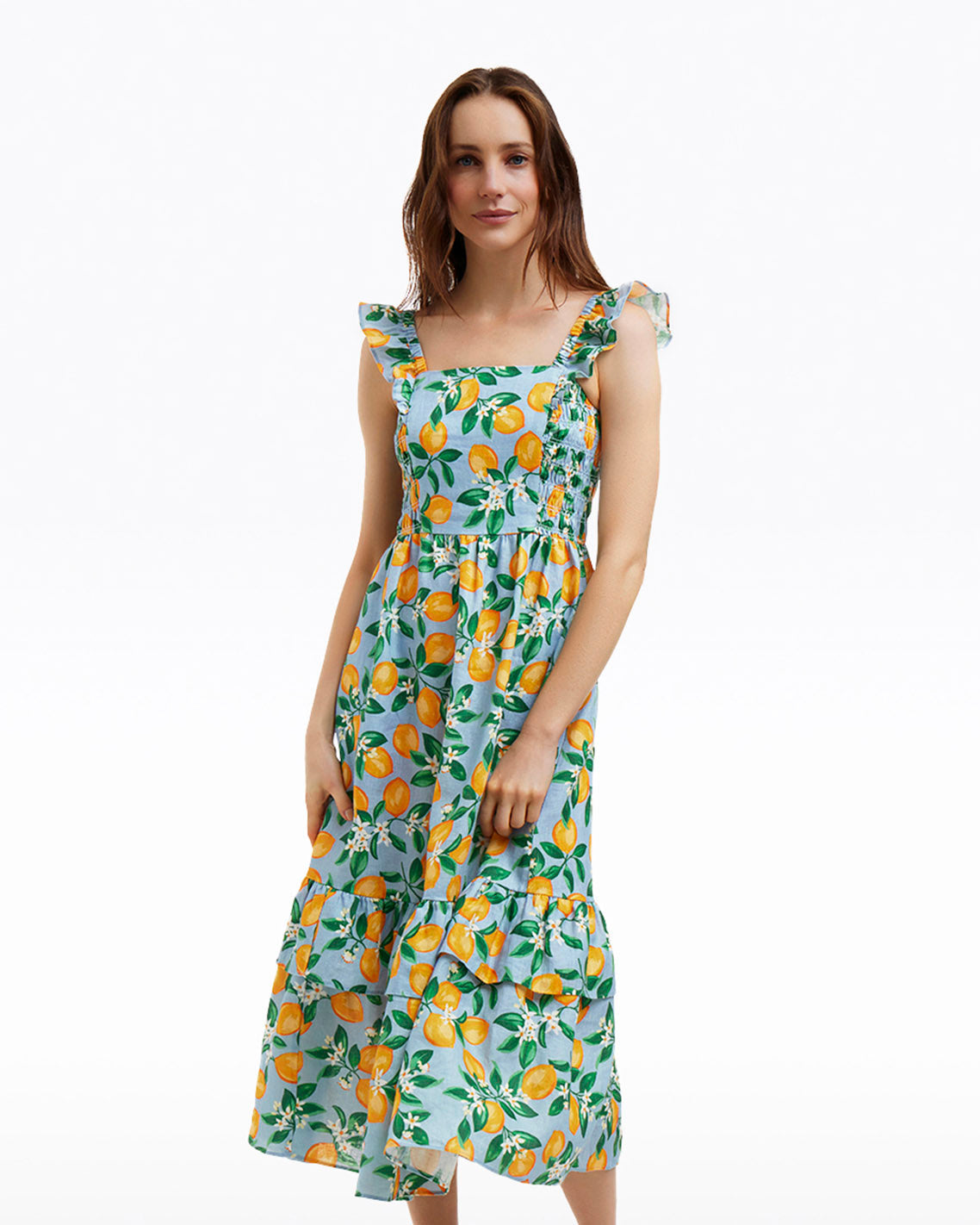 Carrie Midi Dress in Lemon Blossom