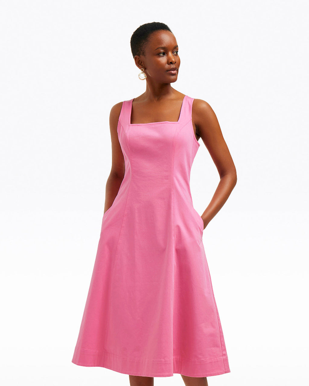 Genevieve Square Neck Sleeveless Midi Dress