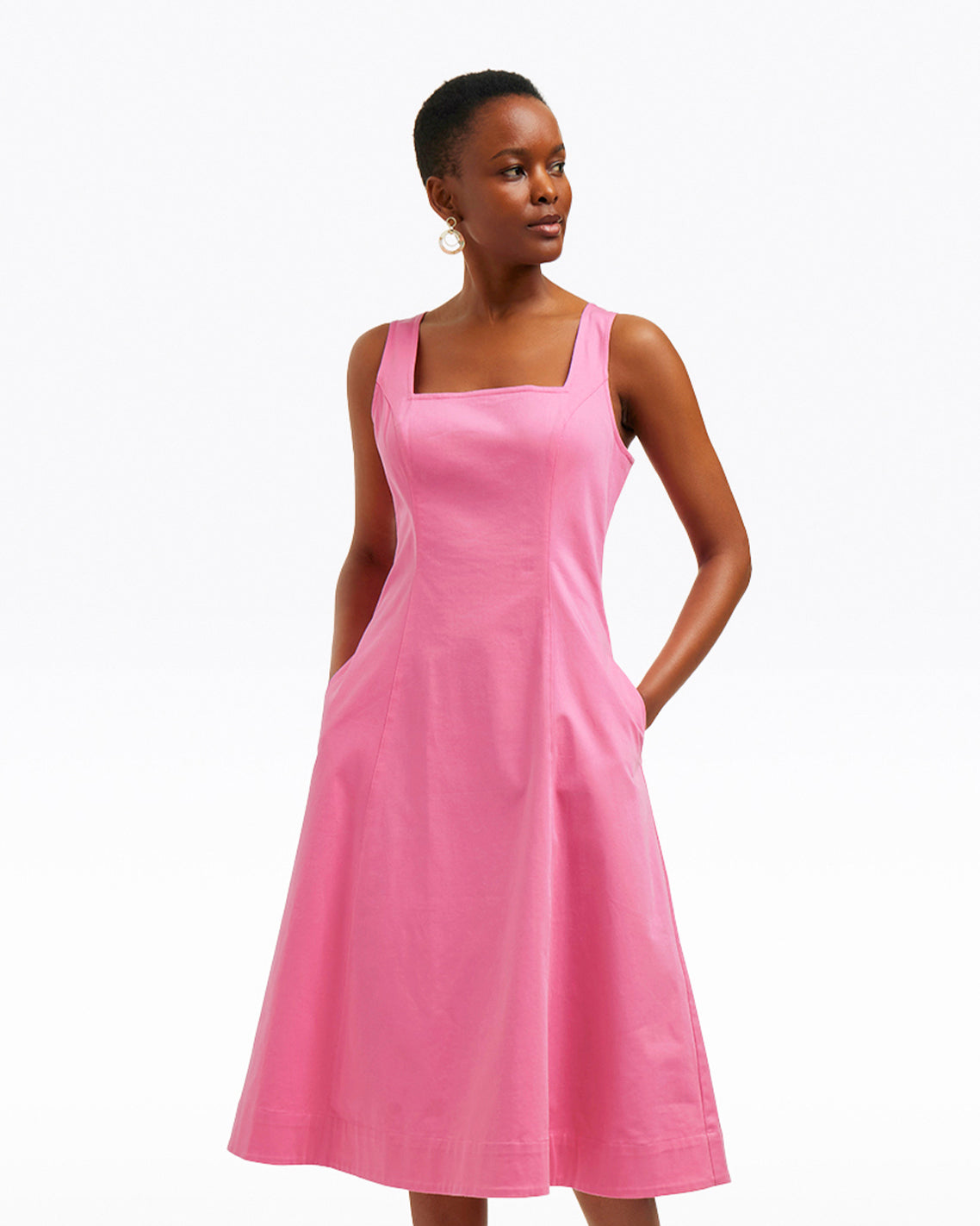 Genevieve Square Neck Sleeveless Midi Dress