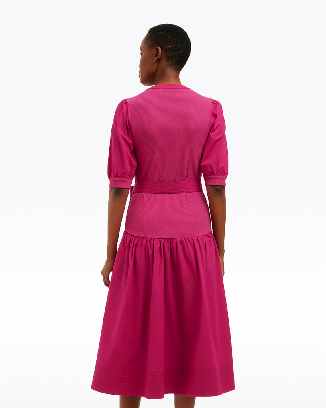 Celeste Mixed Media Dress in Raspberry Pink