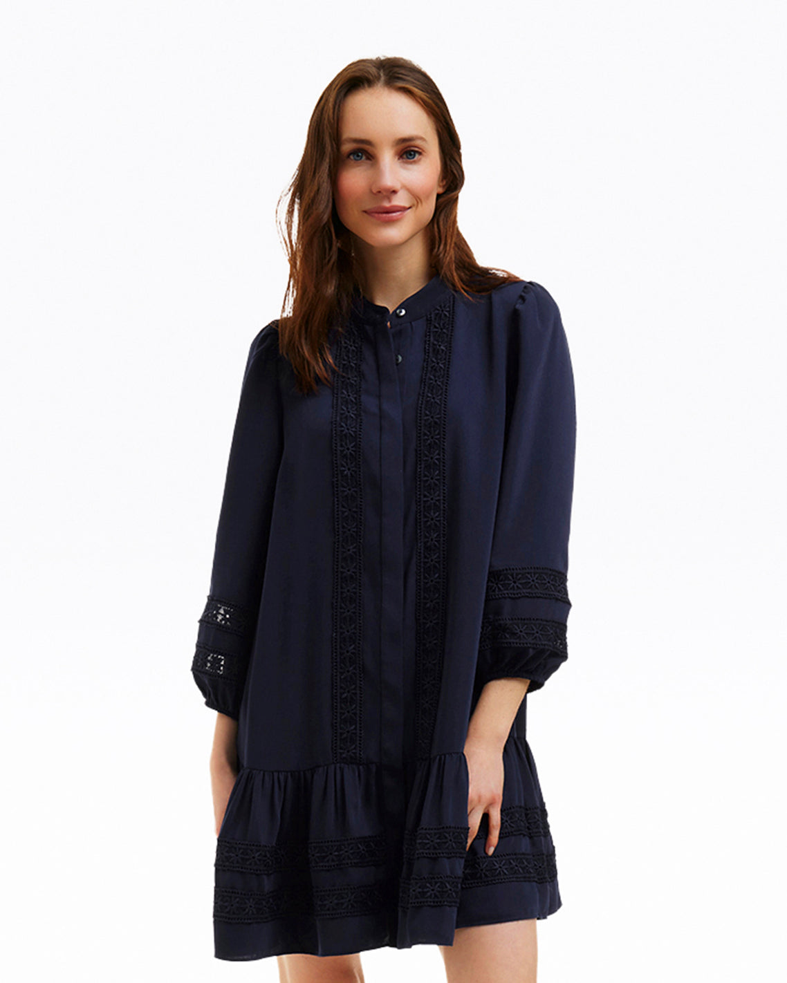 Molly Mini Dress in Embroidered Stripe