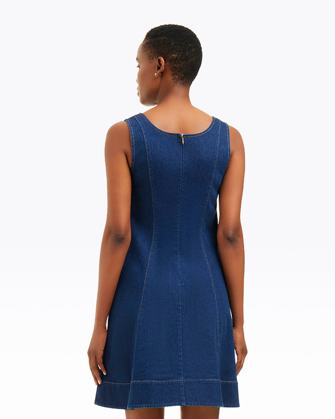 Millie Scoop Neck Mini Dress in Denim