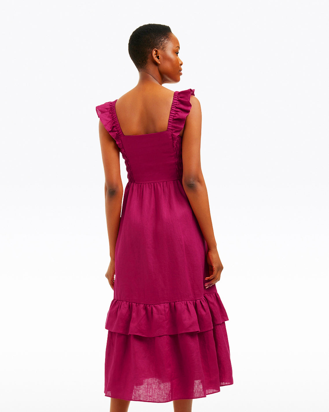Carrie Midi Dress in Raspberry Pink