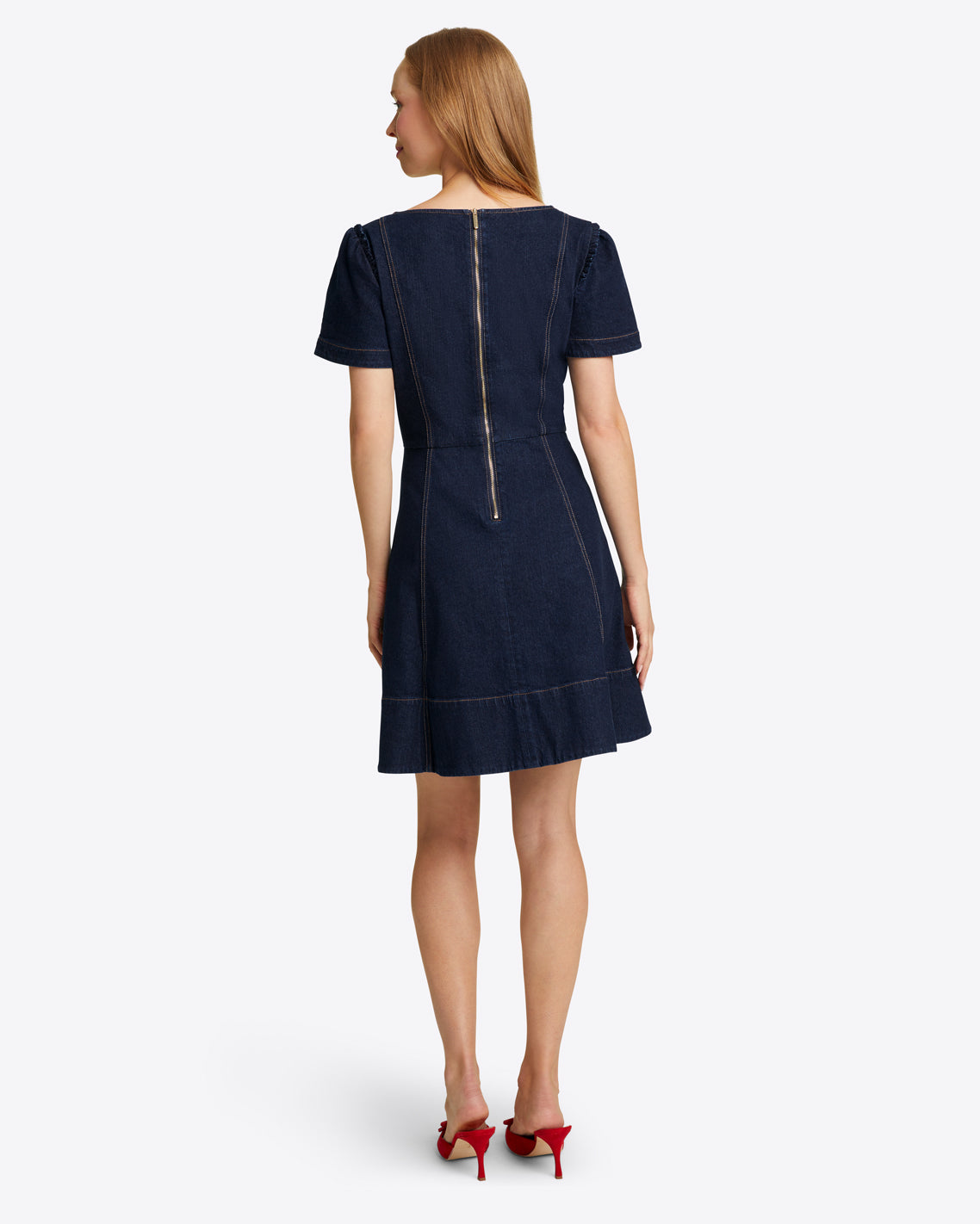 Faith Love Circle Mini Dress in Dark Wash