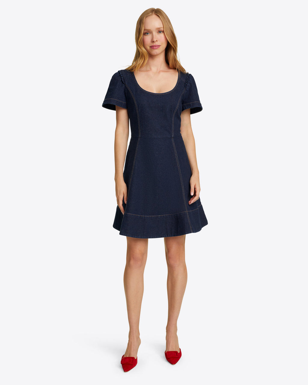 Faith Love Circle Mini Dress in Dark Wash