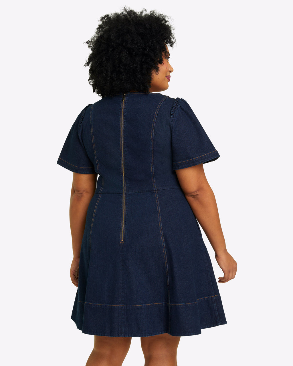 Faith Love Circle Mini Dress in Dark Wash