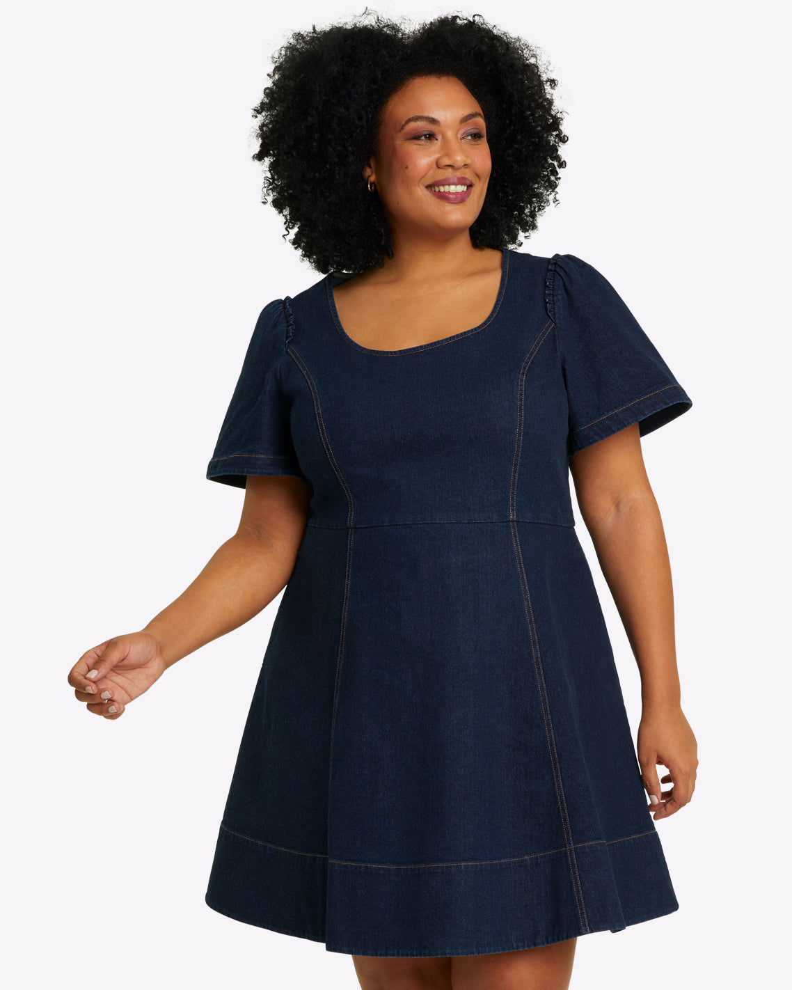 Faith Love Circle Mini Dress in Dark Wash