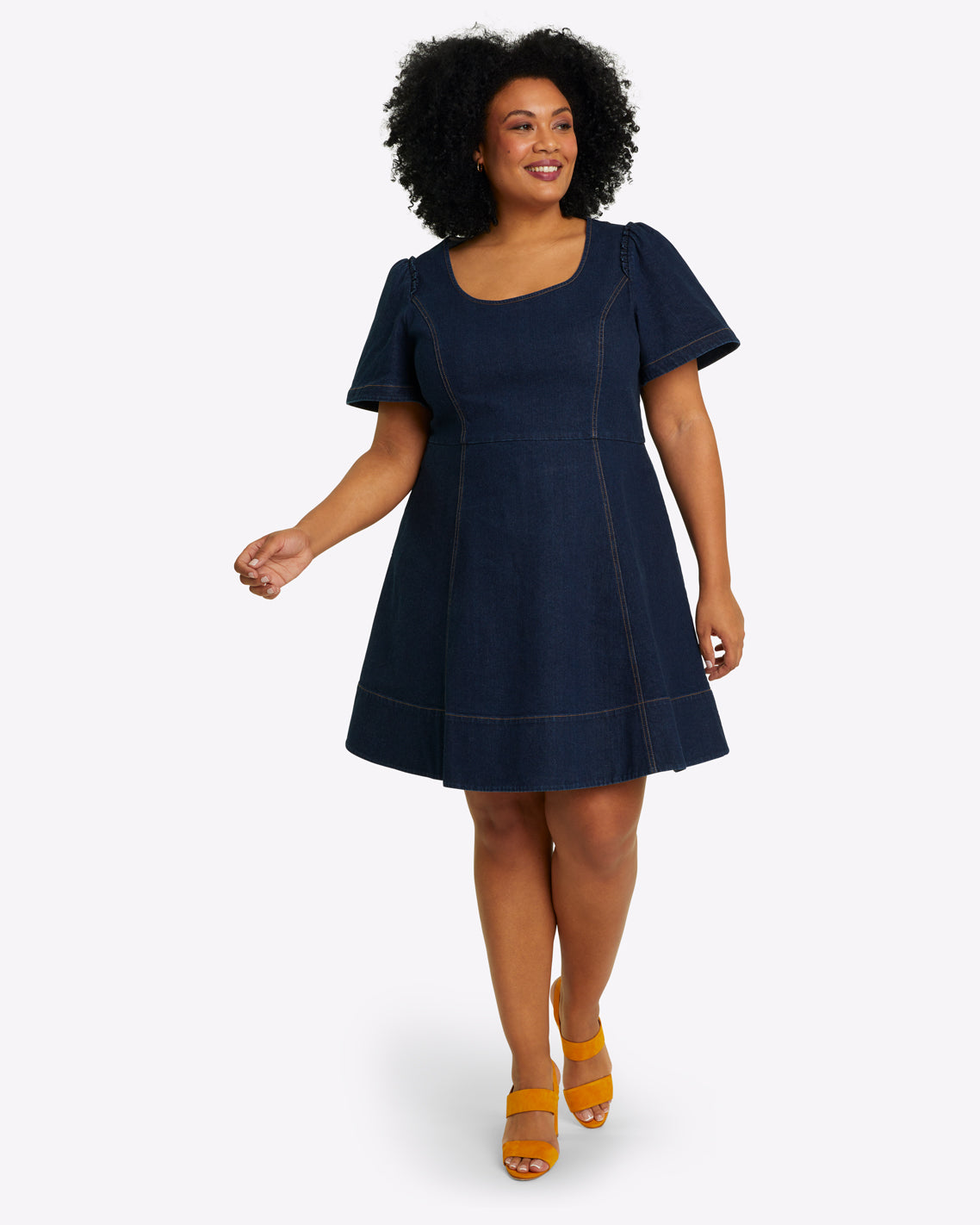 Faith Love Circle Mini Dress in Dark Wash