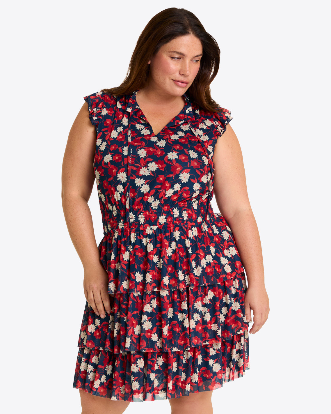 Alana Tiered Dress in Stretch Mesh