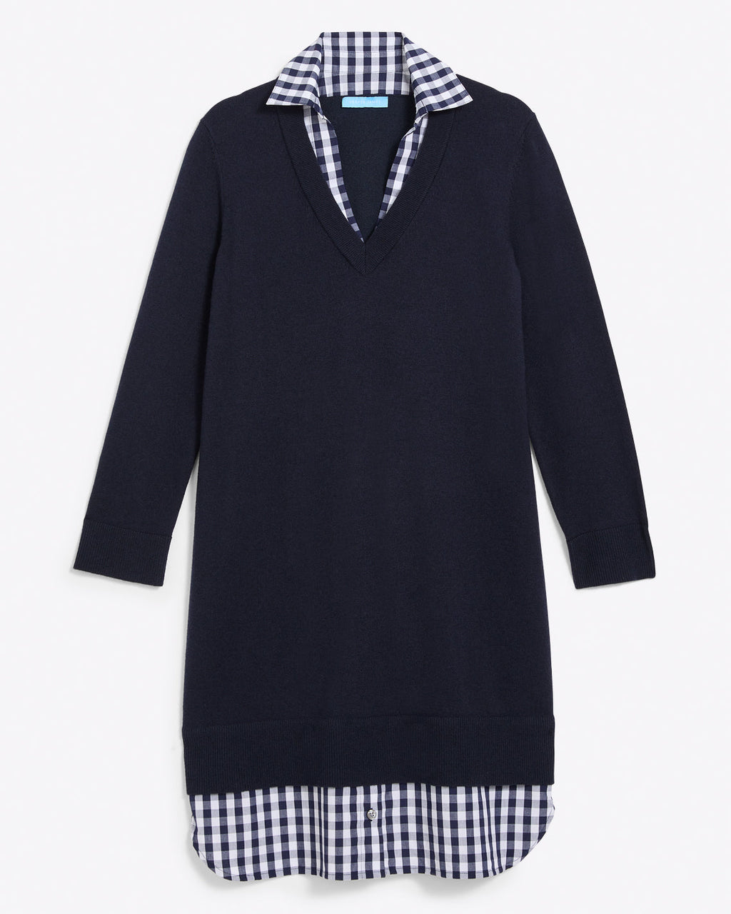 Wool and Cotton Combo Sweaterdress in Navy