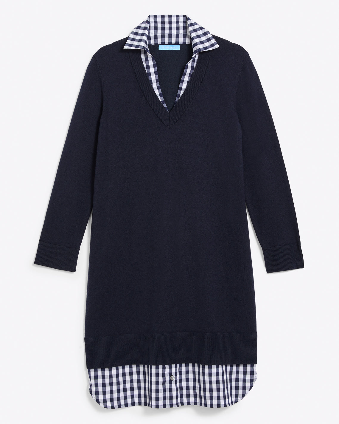 Wool and Cotton Combo Sweaterdress in Navy