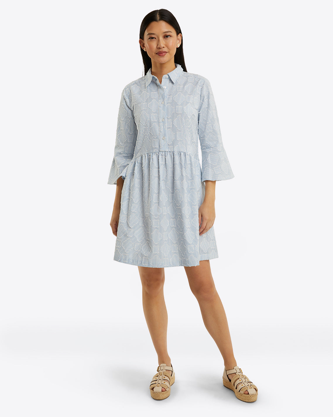 Sheena Shirtdress in Textured Stripe