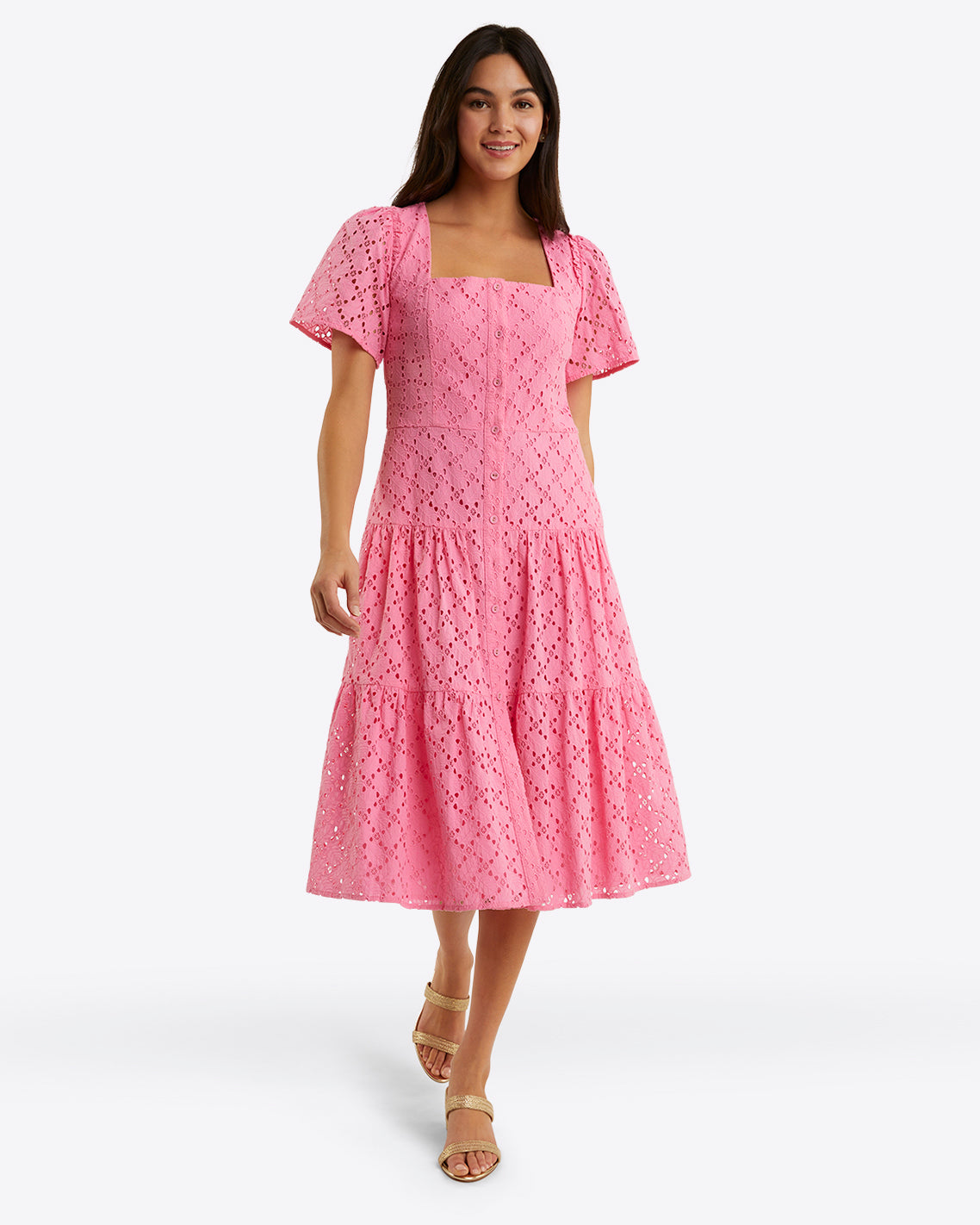 Caitlyn Midi Dress in Eyelet