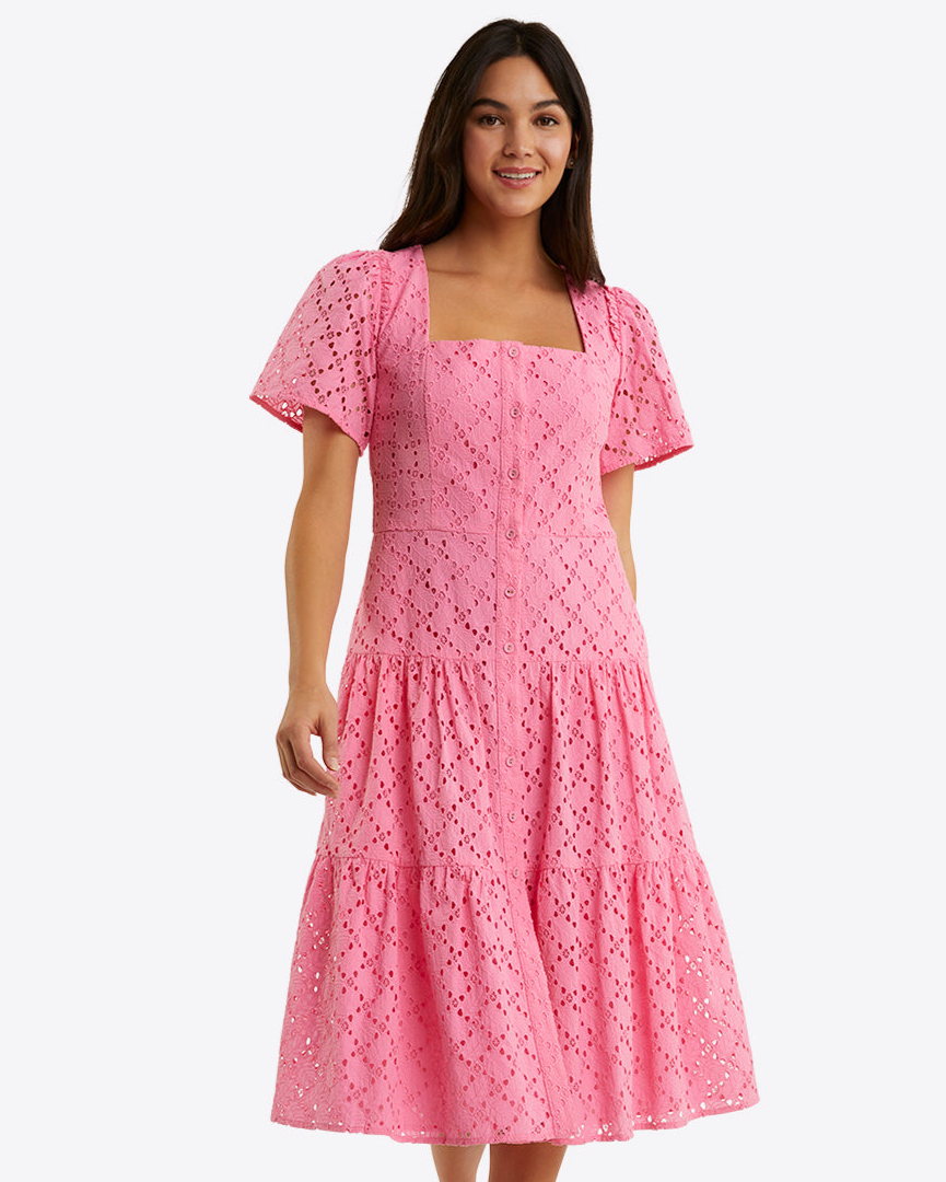 Caitlyn Midi Dress in Eyelet
