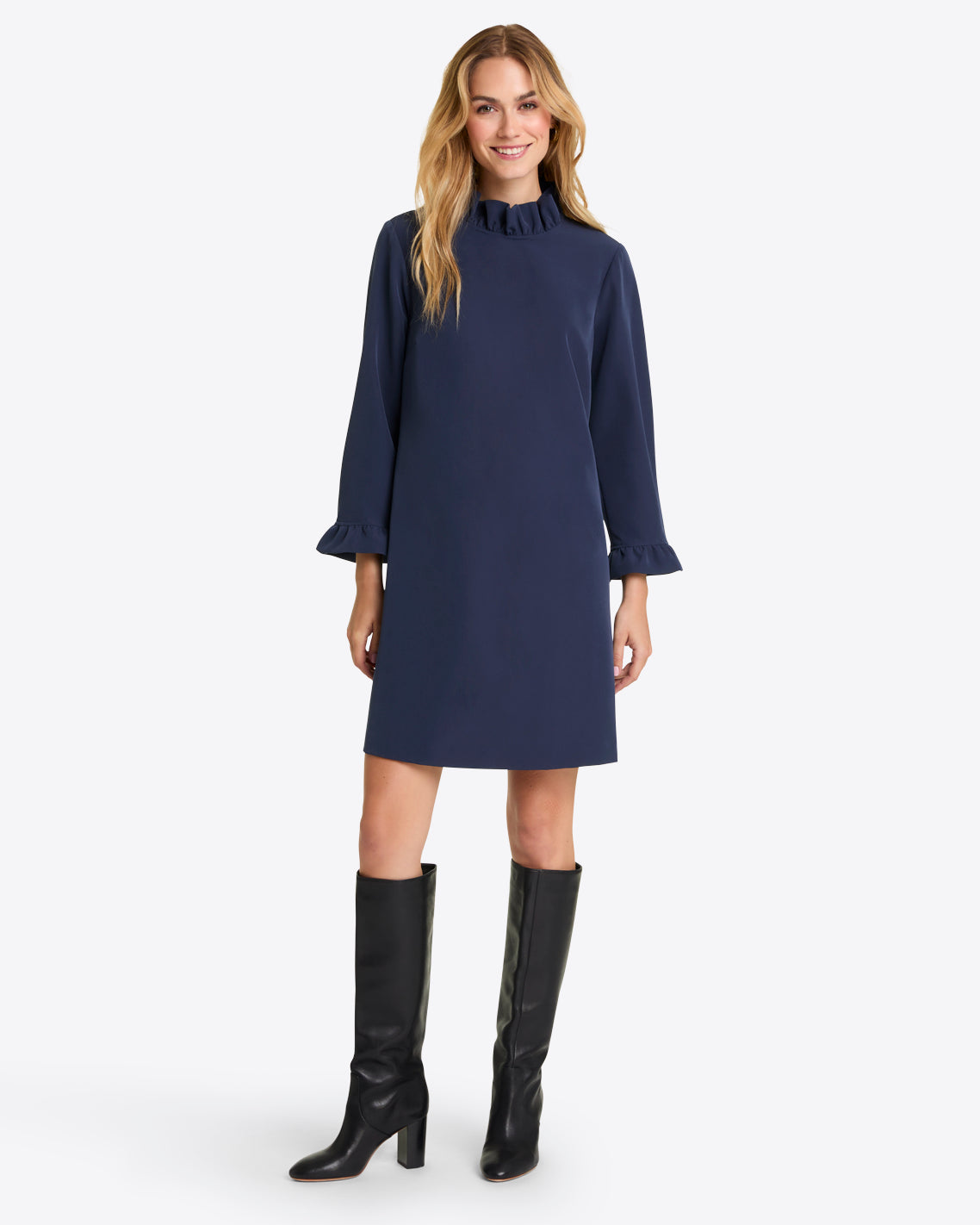 Lindsay Shift Mini Dress in Crepe