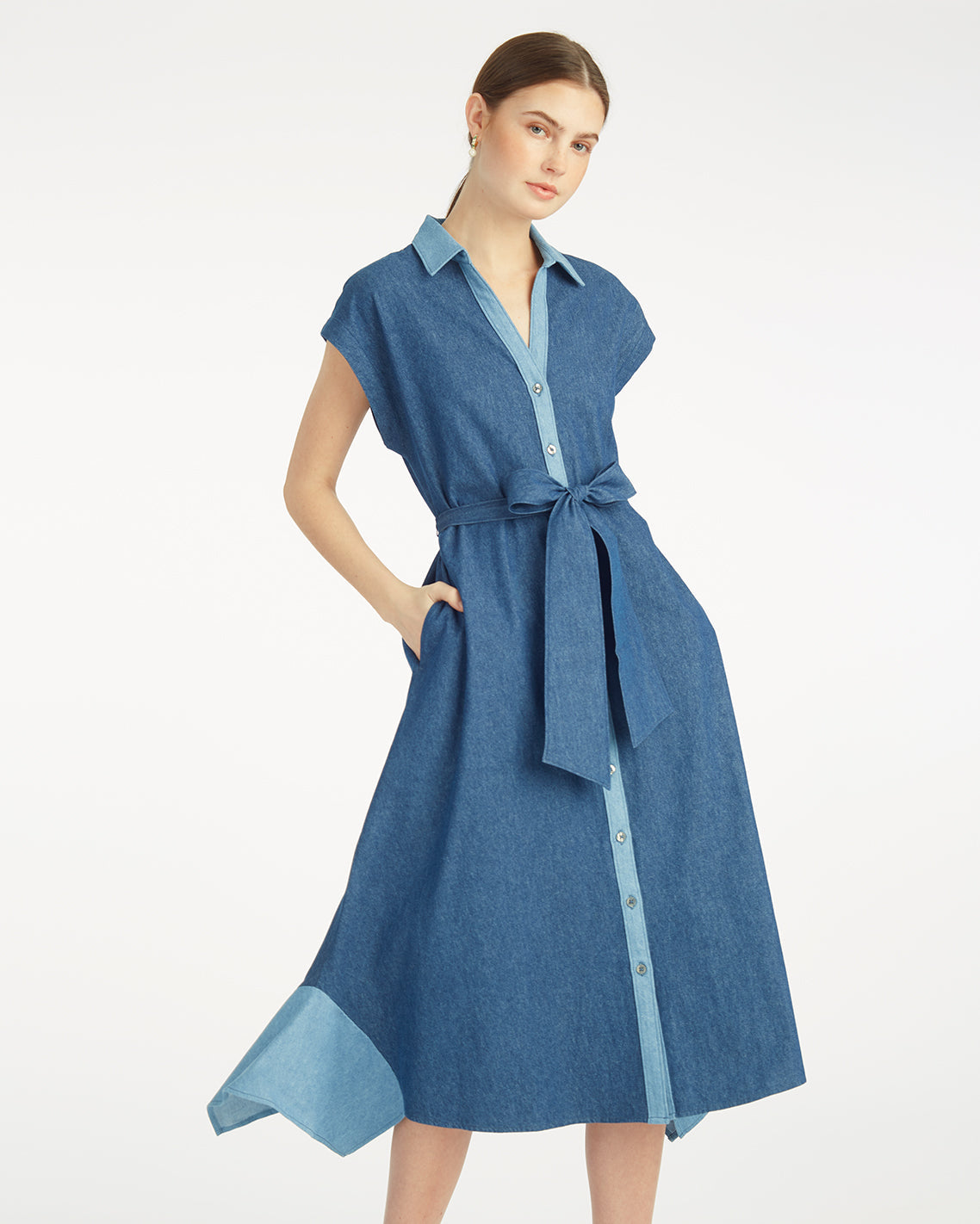 Mila Midi Shirtdress in Chambray