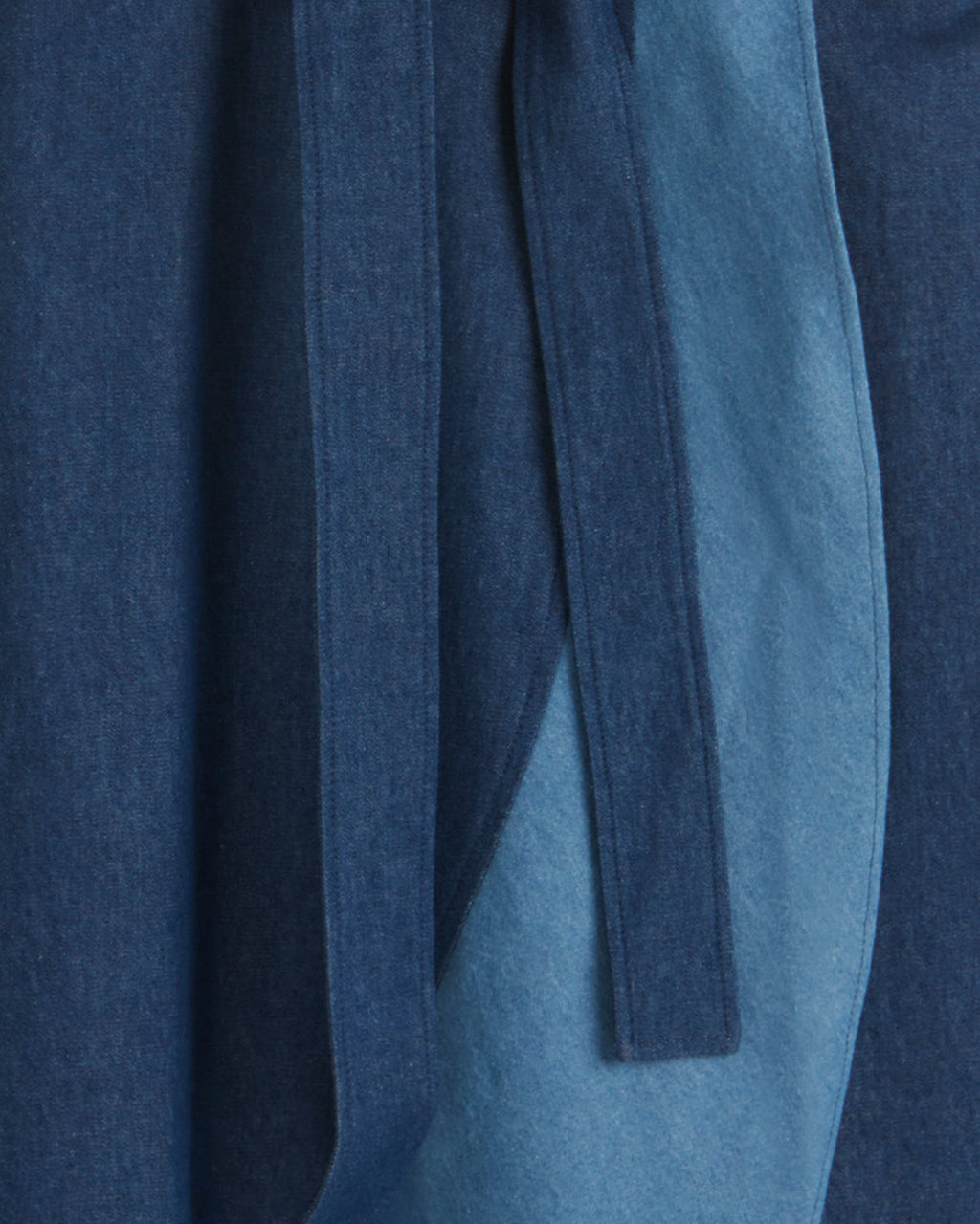 Lorelai Two Tone Sleeveless Wrap Dress in Chambray