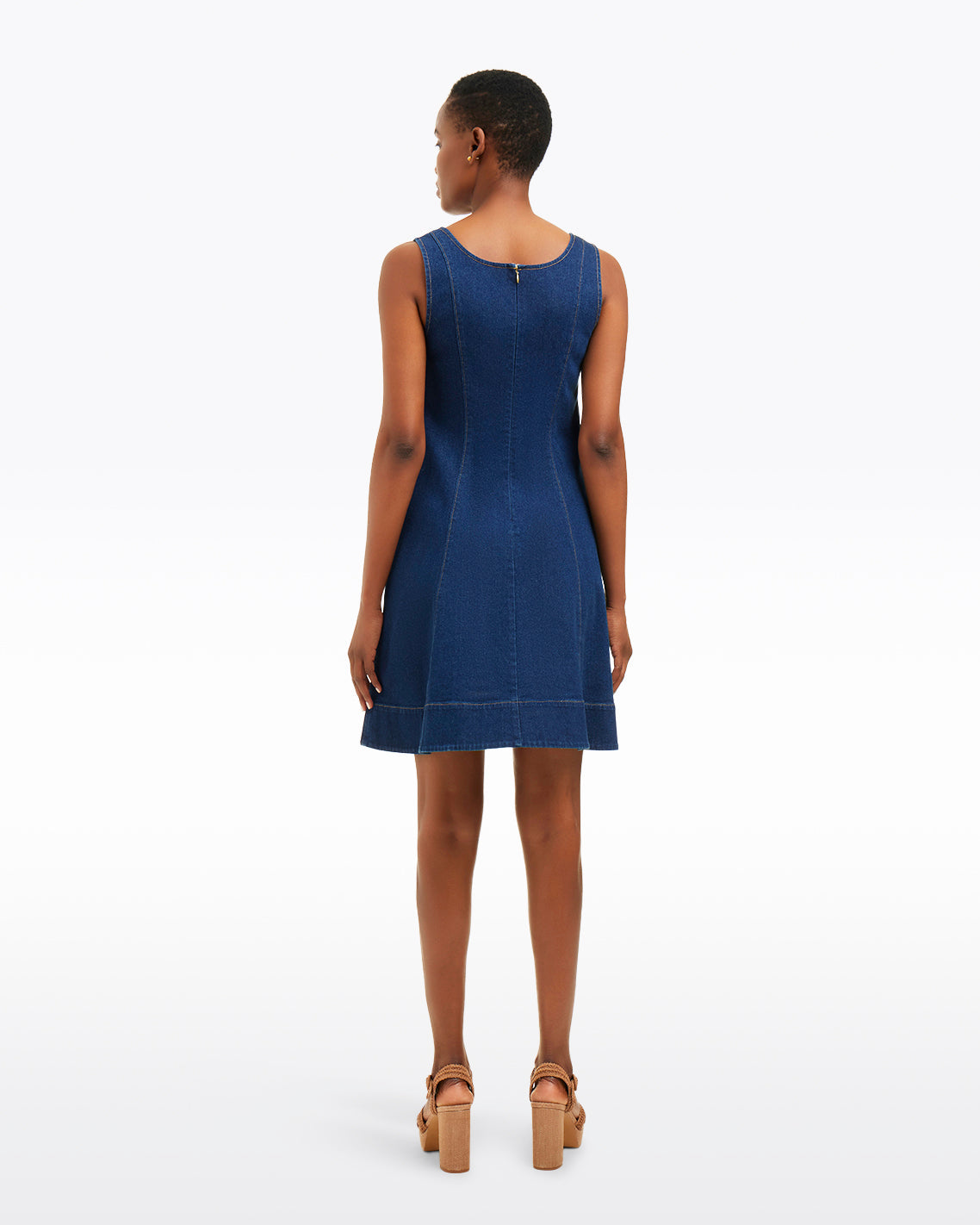 Millie Scoop Neck Mini Dress in Denim