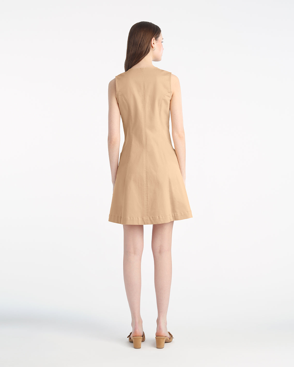 Sienna Sleeveless V-Neck Mini Dress in Croissant