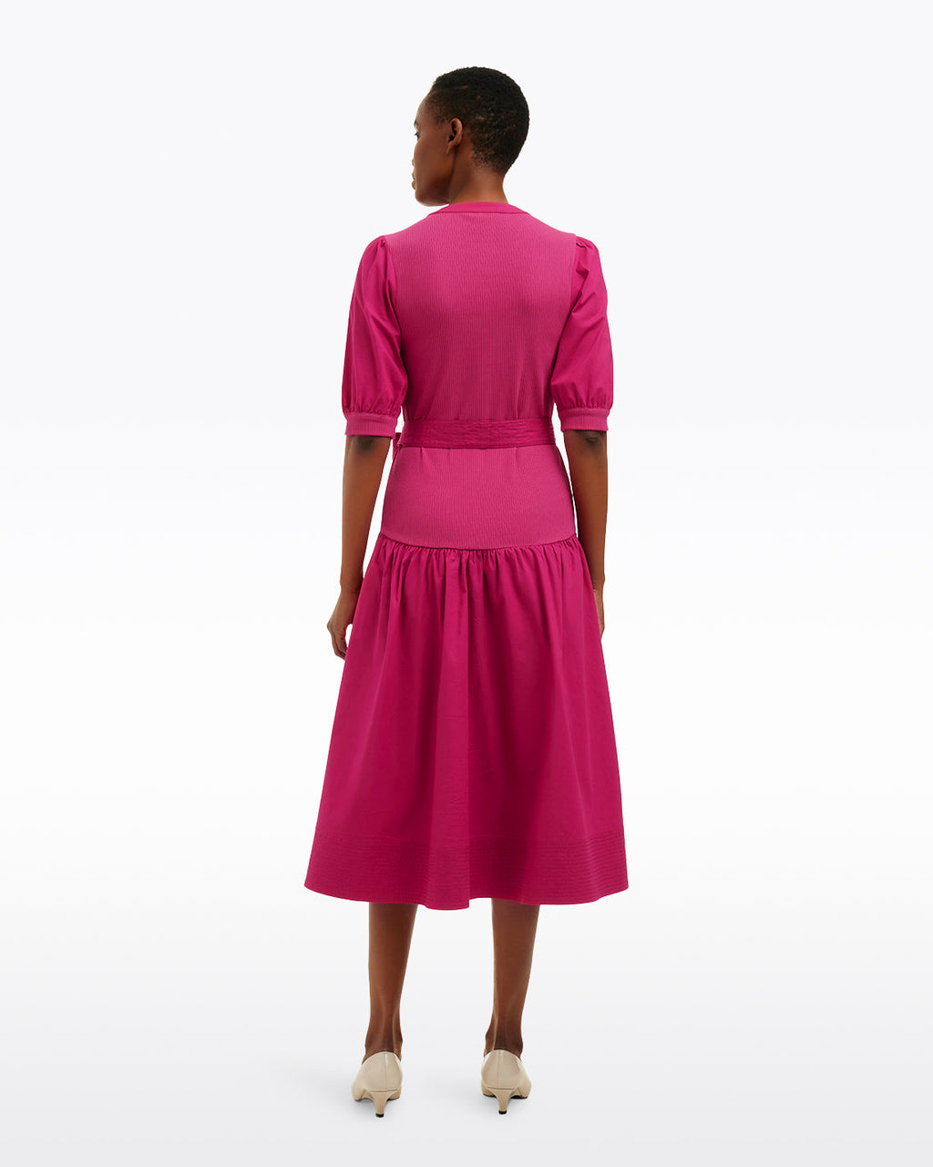 Celeste Mixed Media Dress in Raspberry Pink