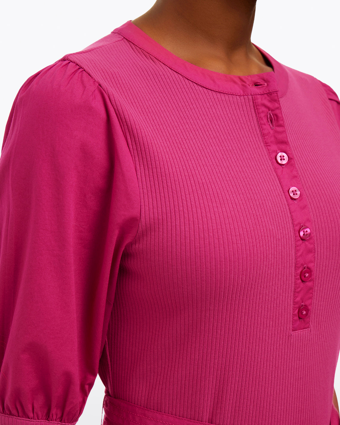 Celeste Mixed Media Dress in Raspberry Pink