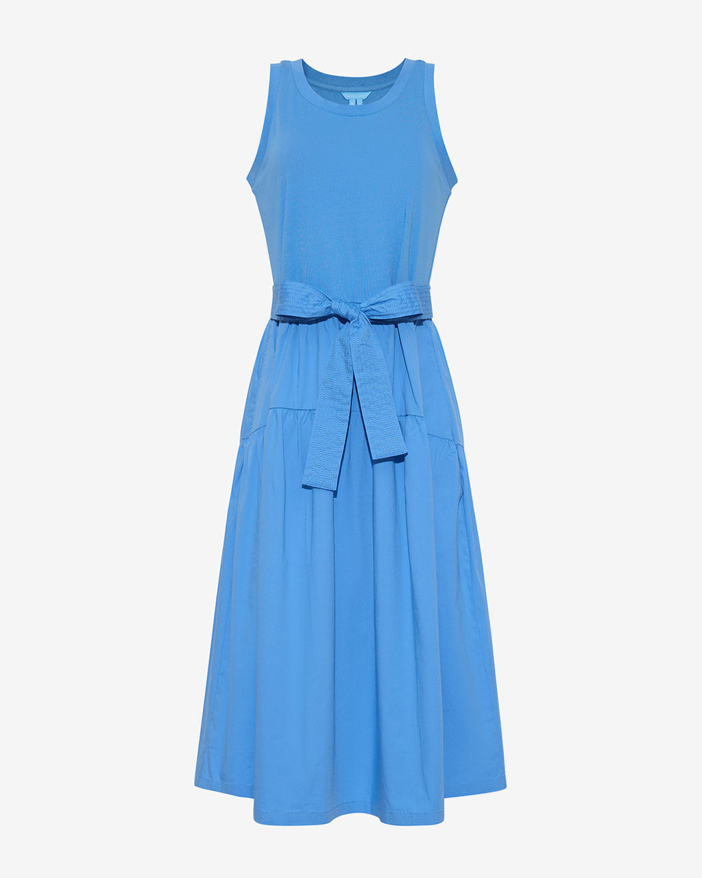 Lila Mixed Media Midi Dress in Light Blue