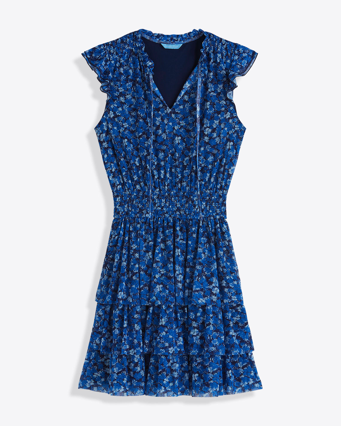 Alana Tiered Dress in Blue Scattered Ditsy