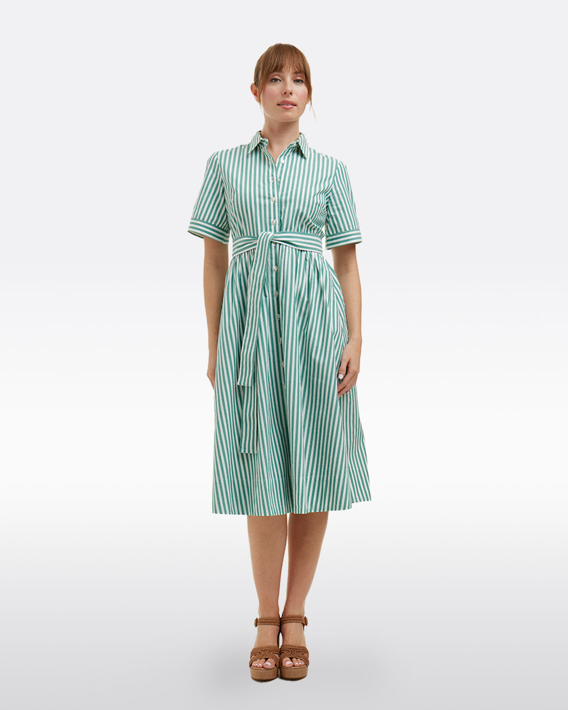 Jordan Green Stripe Midi Dress