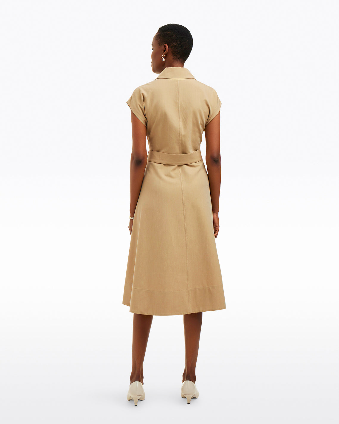 Tatum Midi Shirtdress in Croissant