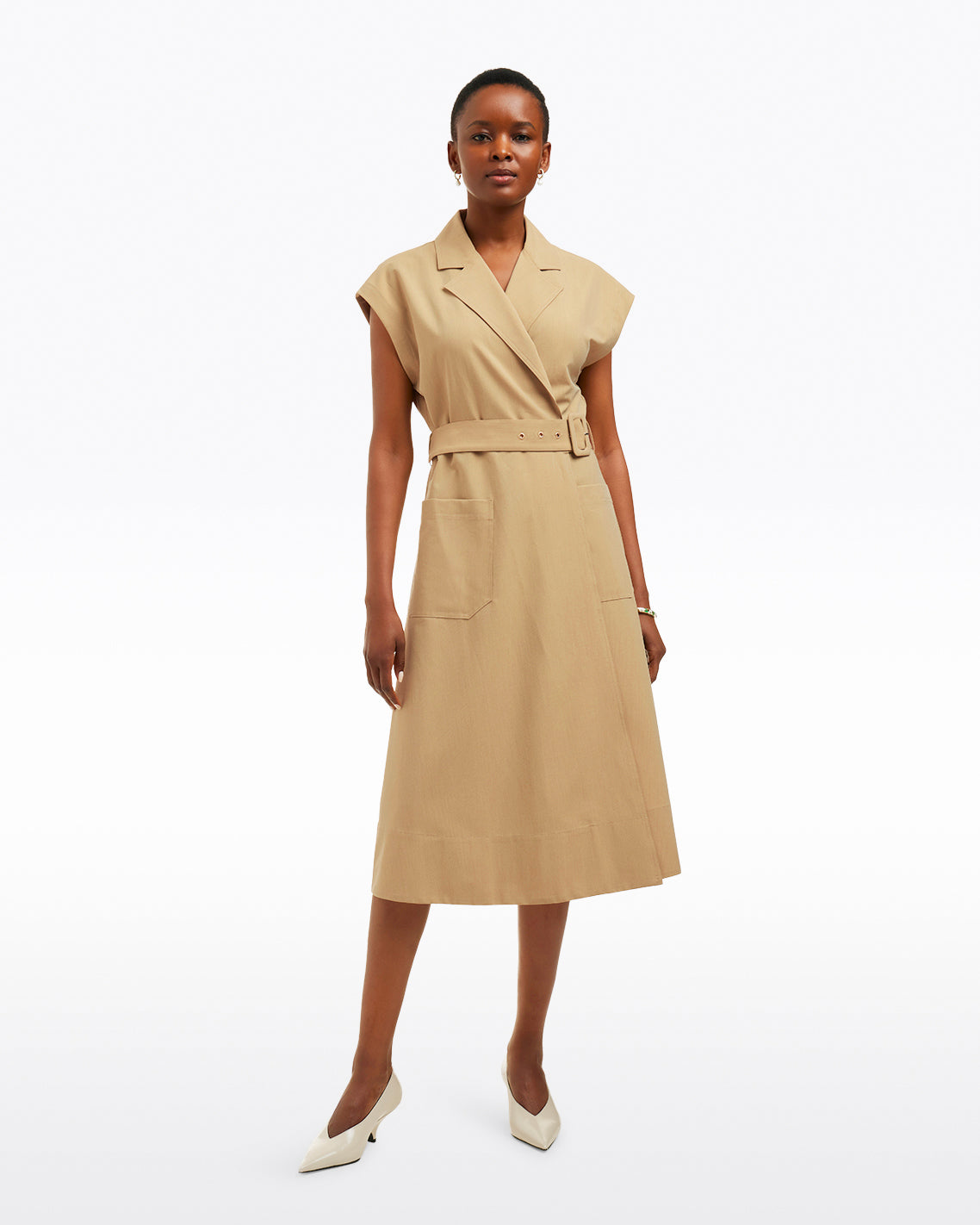 Tatum Midi Shirtdress in Croissant