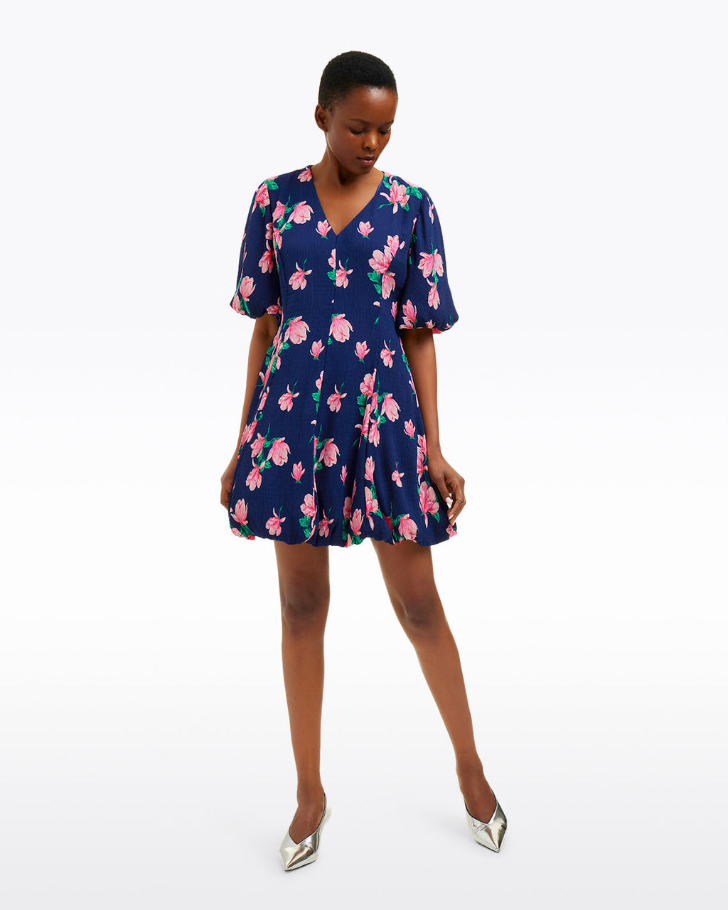 Elaine V-Neck Mini Dress in Magnolia Buds