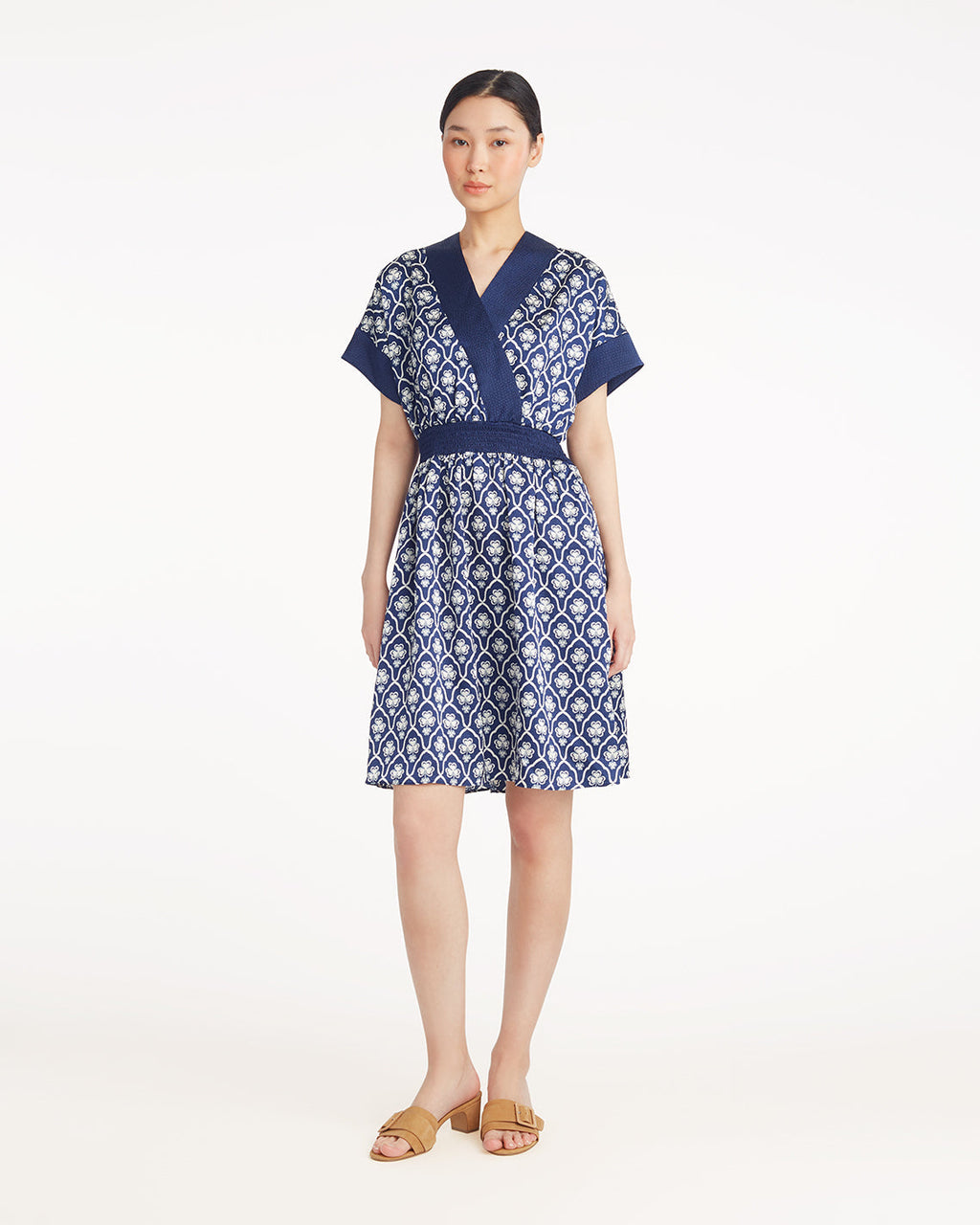 Colleen Short Sleeve Wrap Dress in Clover Field