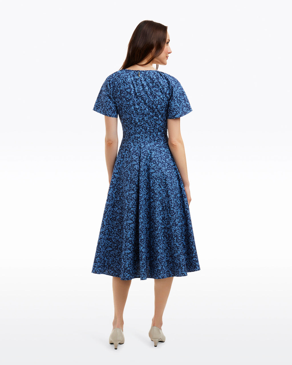 Caitlyn Square Neck Midi Dress in Ribbon Floral