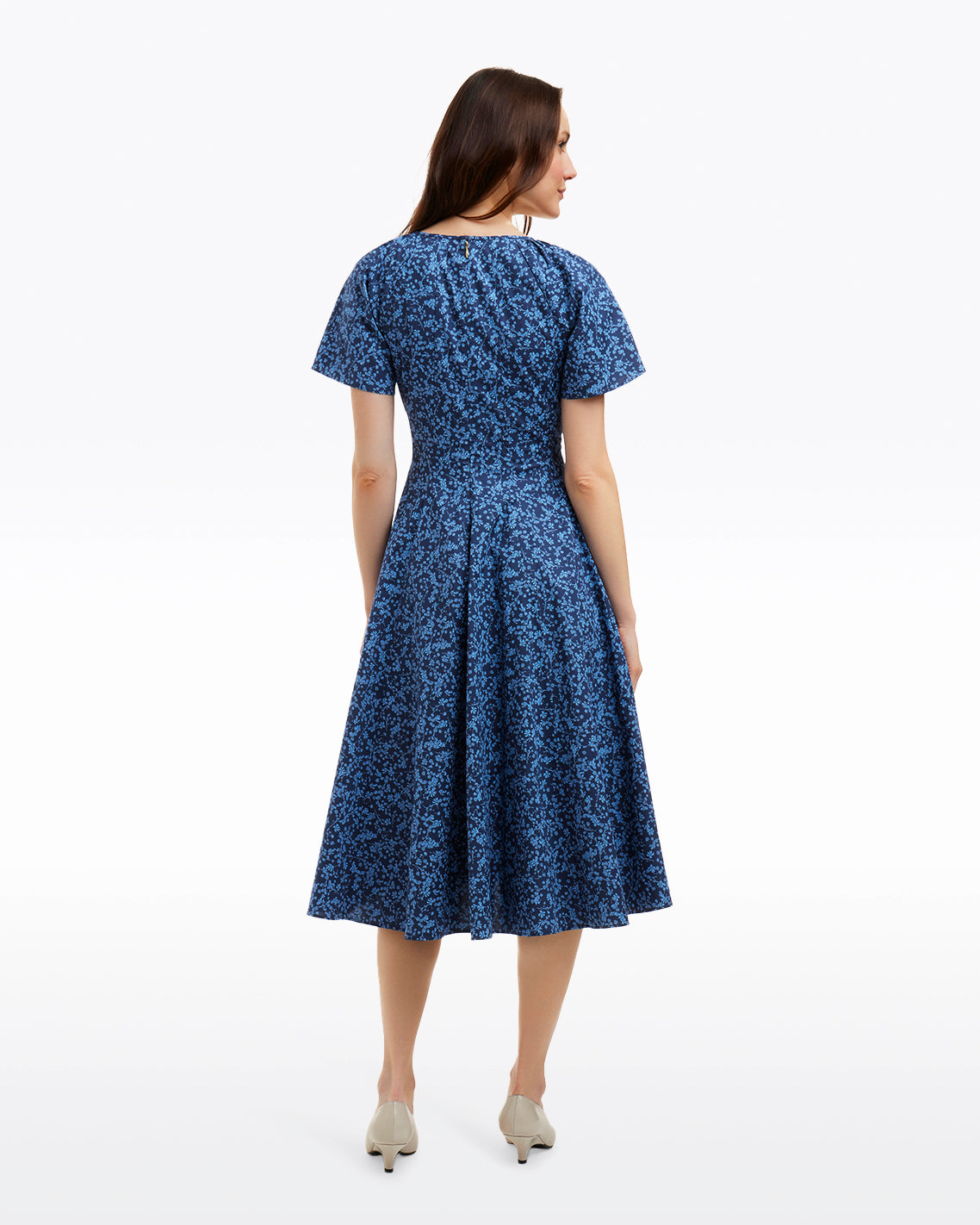 Caitlyn Square Neck Midi Dress in Ribbon Floral