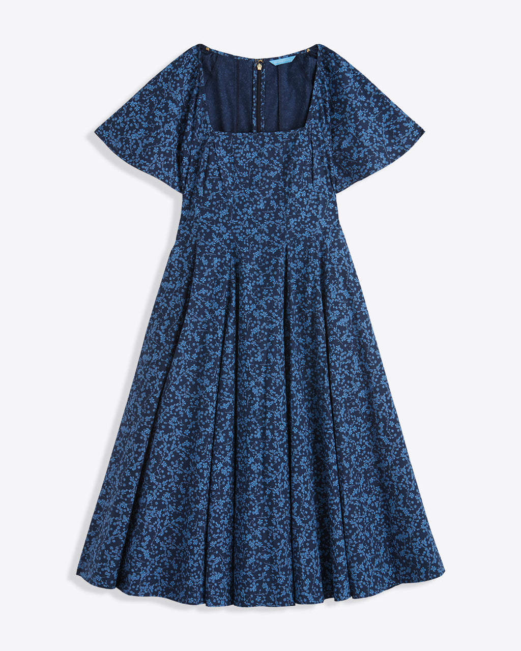 Caitlyn Square Neck Midi Dress in Ribbon Floral
