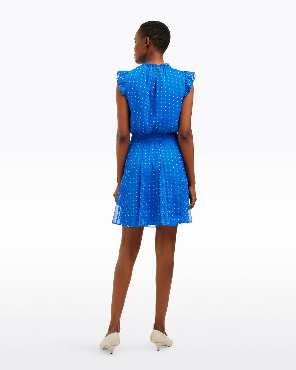 Camellia Mini Dress in Blue Dots