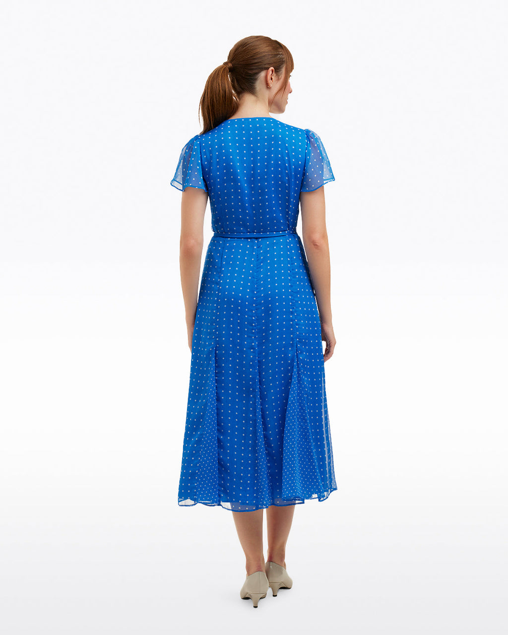 Daphne Wrap Dress in Royal Blue Polka Dot