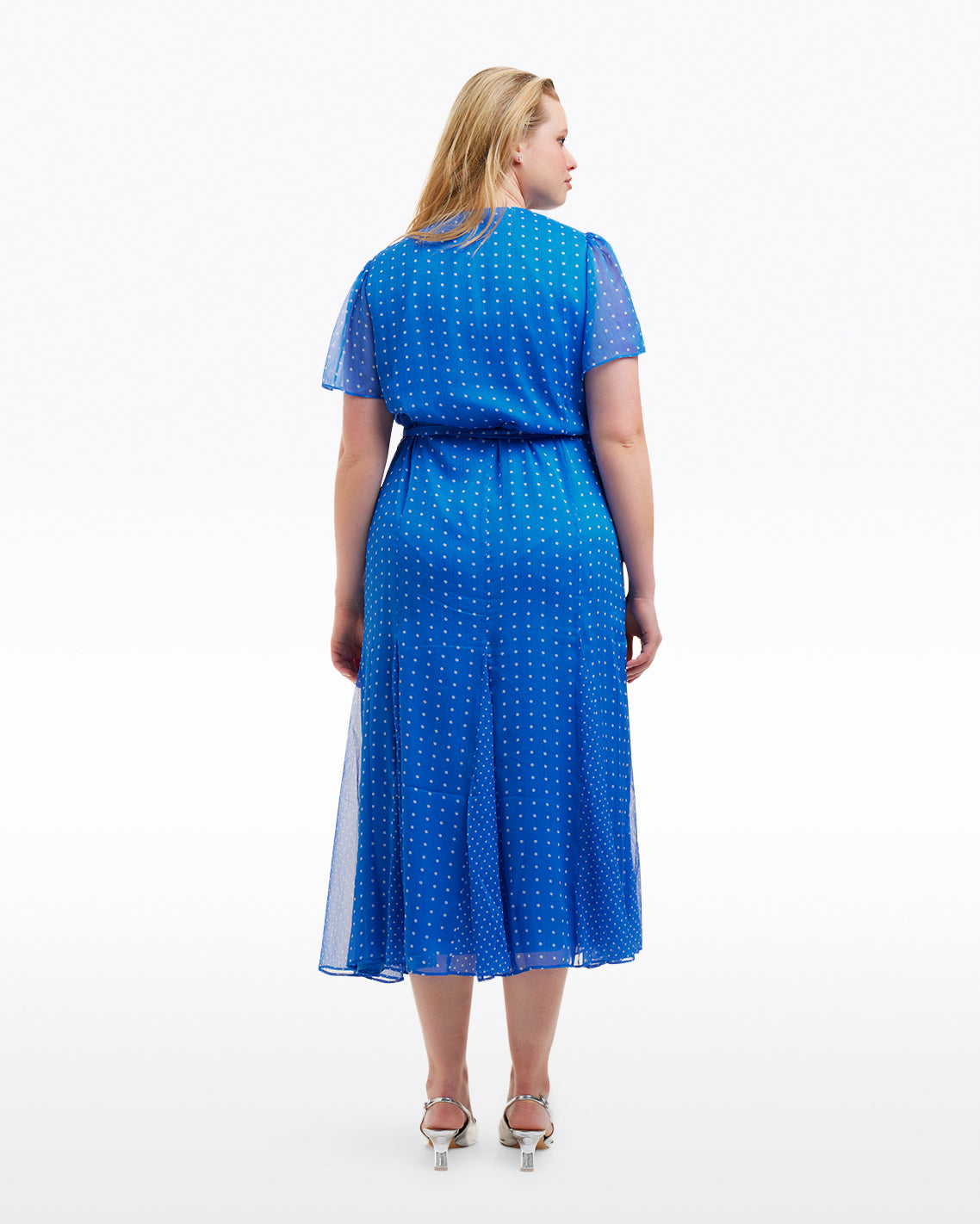 Daphne Wrap Dress in Royal Blue Polka Dot