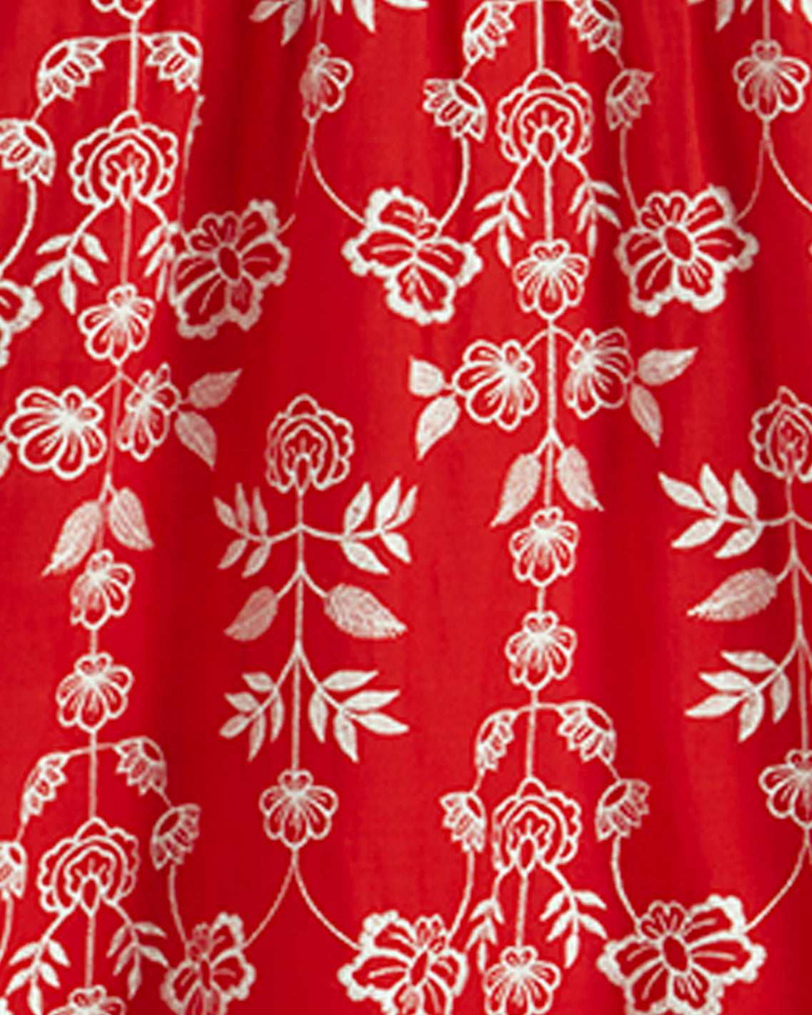 Cynthia Embroidered Midi Dress in Red Floral Embroidery
