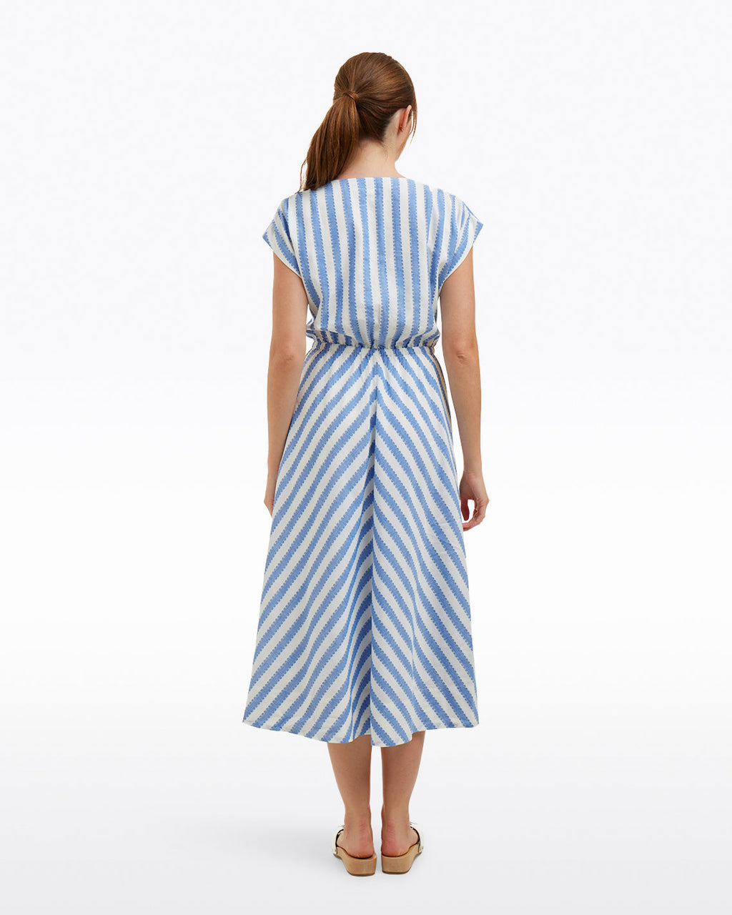 Haven Short Sleeve Midi Shirtdress in Wave Stripe