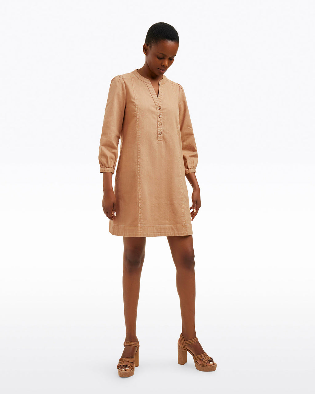 Felicity Popover Shift Dress in Croissant