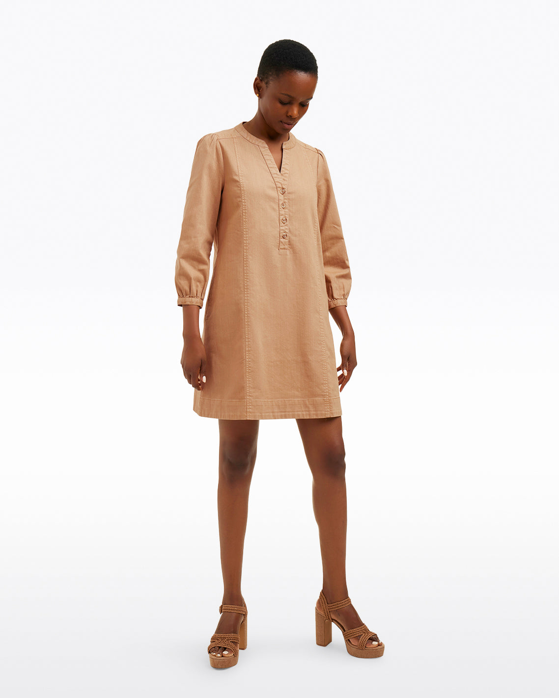 Felicity Popover Shift Dress in Croissant